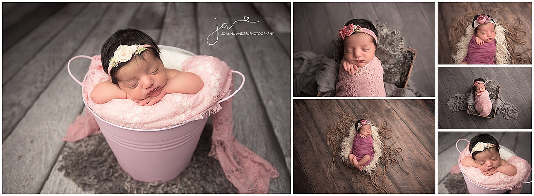 NEwborn Girl Collage in Props