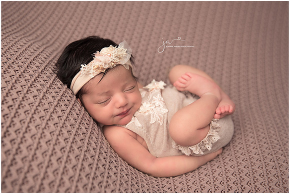 Baby Girl in Huck Finn Pose Smiling