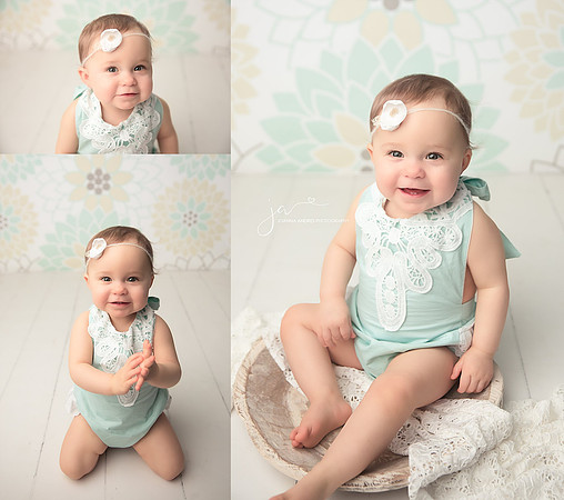 Collage of Baby Girl Dressed in Mint