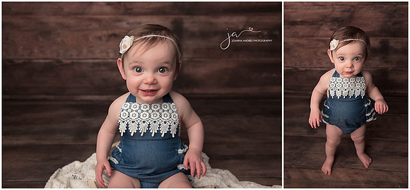 Baby Girl Collage in a blue romper