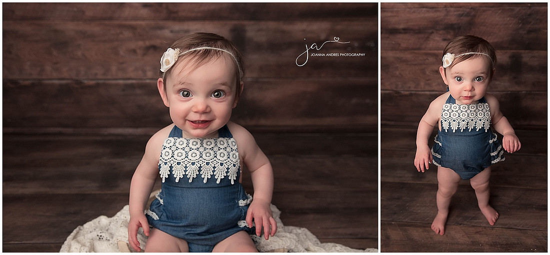 Baby Girl Collage in a blue romper