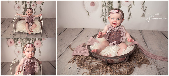 Baby Girl Collage in a Mauve Jumper in a Prop