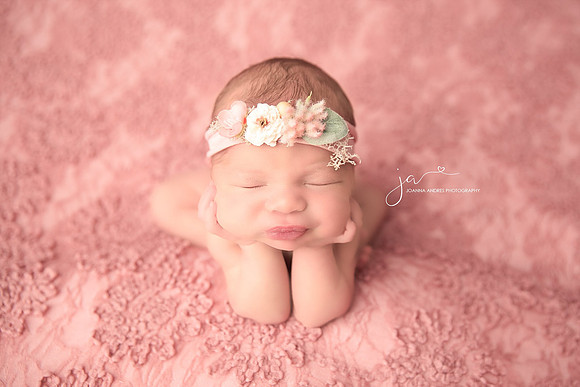 Baby Girl Froggy Pose with flower headband