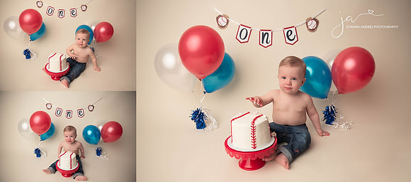 Baby Photographer Cake Smash Baseball Theme