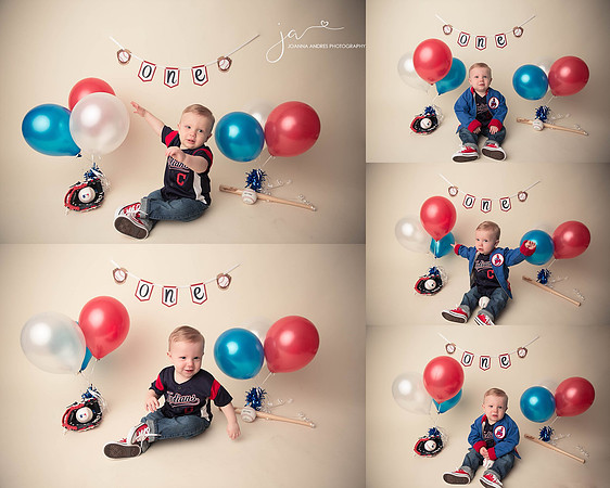 Baby Boy 1 Year Photos with Cleveland Indians theme
