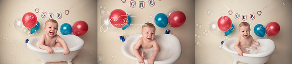One Year Bathub Session Baby Boy