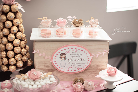 First Communion Dessert Table Detail SHots