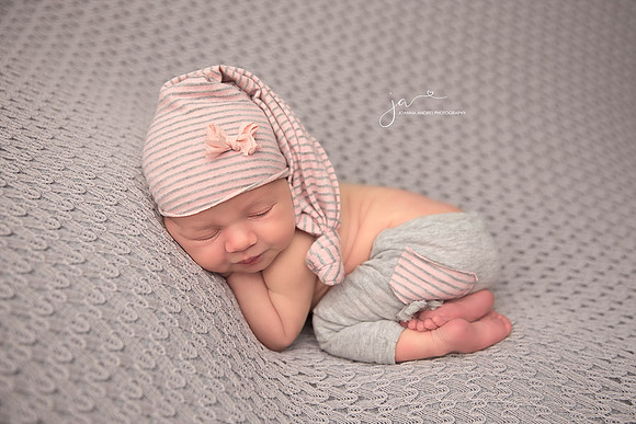 Bum Up Pose with baby in pink and grays