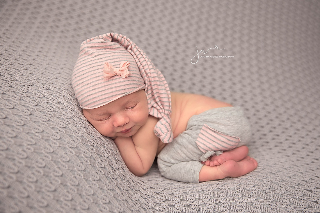 Bum Up Pose with baby in pink and grays