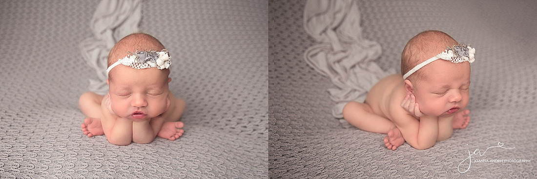 Newborn Girl froggy Pose collage