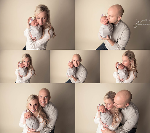 Newborn Girl with parent shots collage