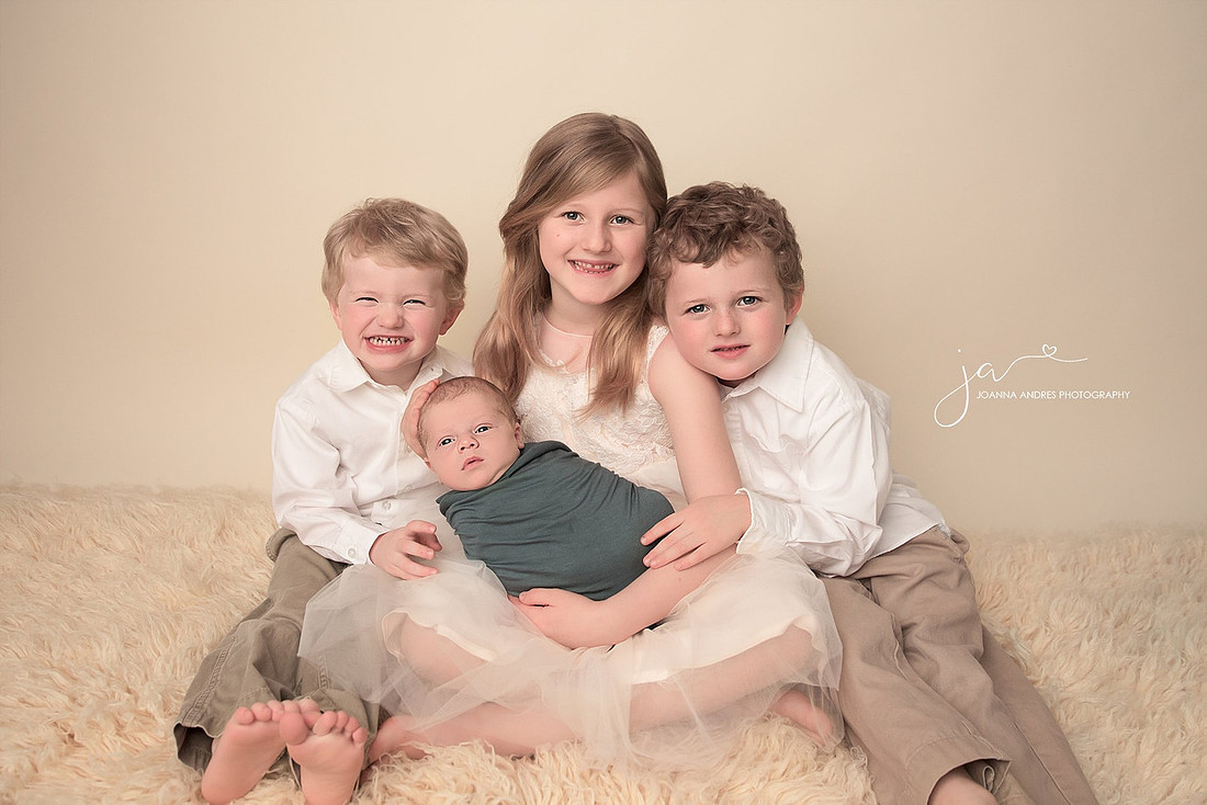 Sibling Portrait with Newborn Baby Boy