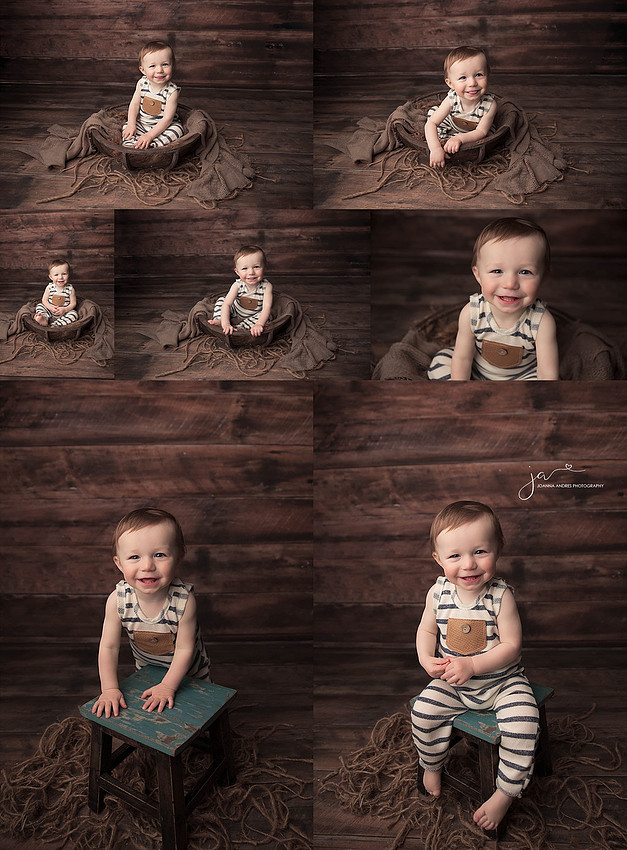 One Year Old Boy Photo Session Collage
