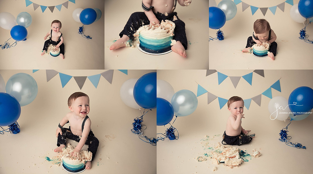 One Year Cake Smash Collage