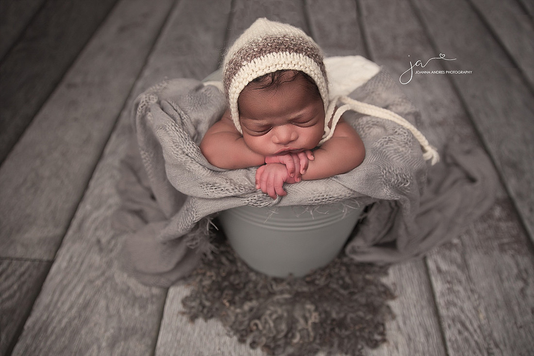 Newborn Baby Boy in Bucket