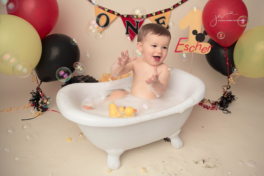 Birthday Boy in Tub with bubbles