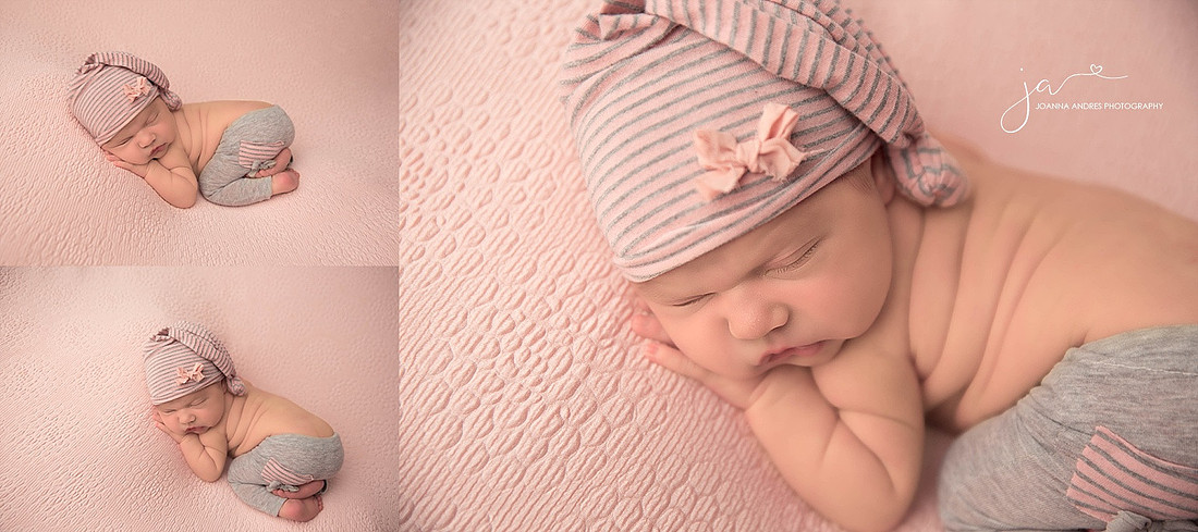 Bum Up Pose with baby in pink and grays