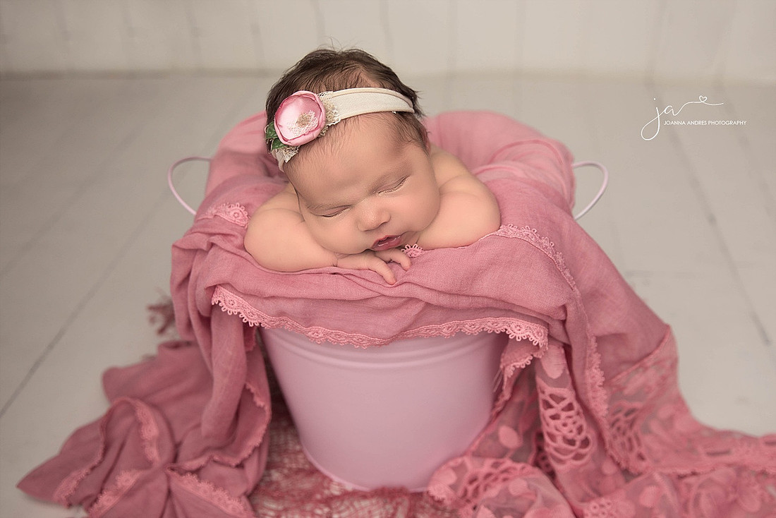 Baby GIrl in a Bucket pinks
