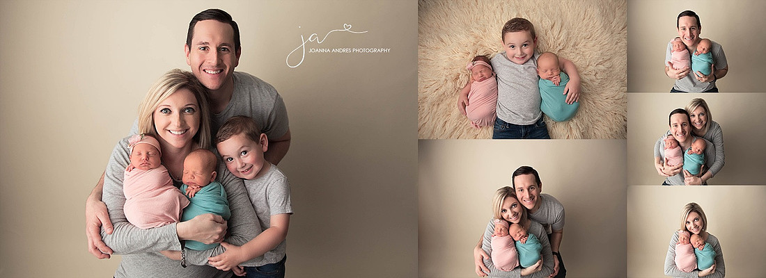 Boy and Girl Twins Collage of Family Portraits