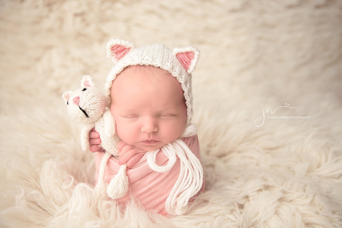 Baby Girl wrapped in pink with kitty lovey