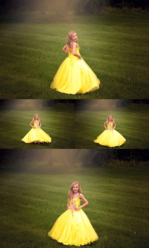 Collage of girl in gown