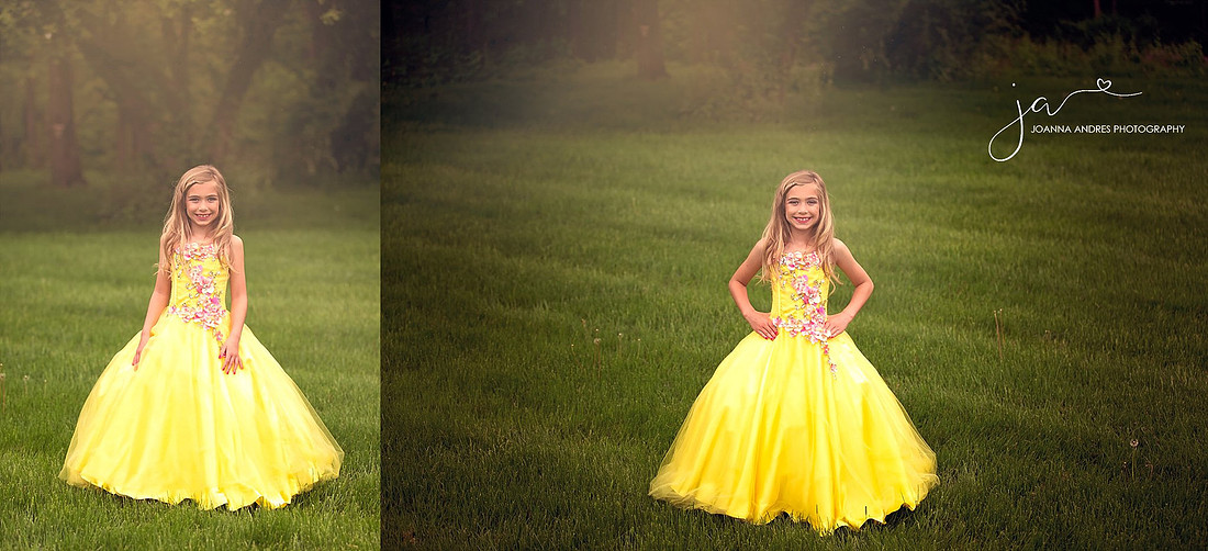Collage of Girl in yellow gown