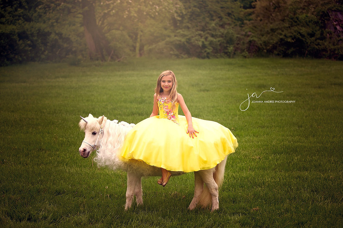 Little girl sittin on unicorn