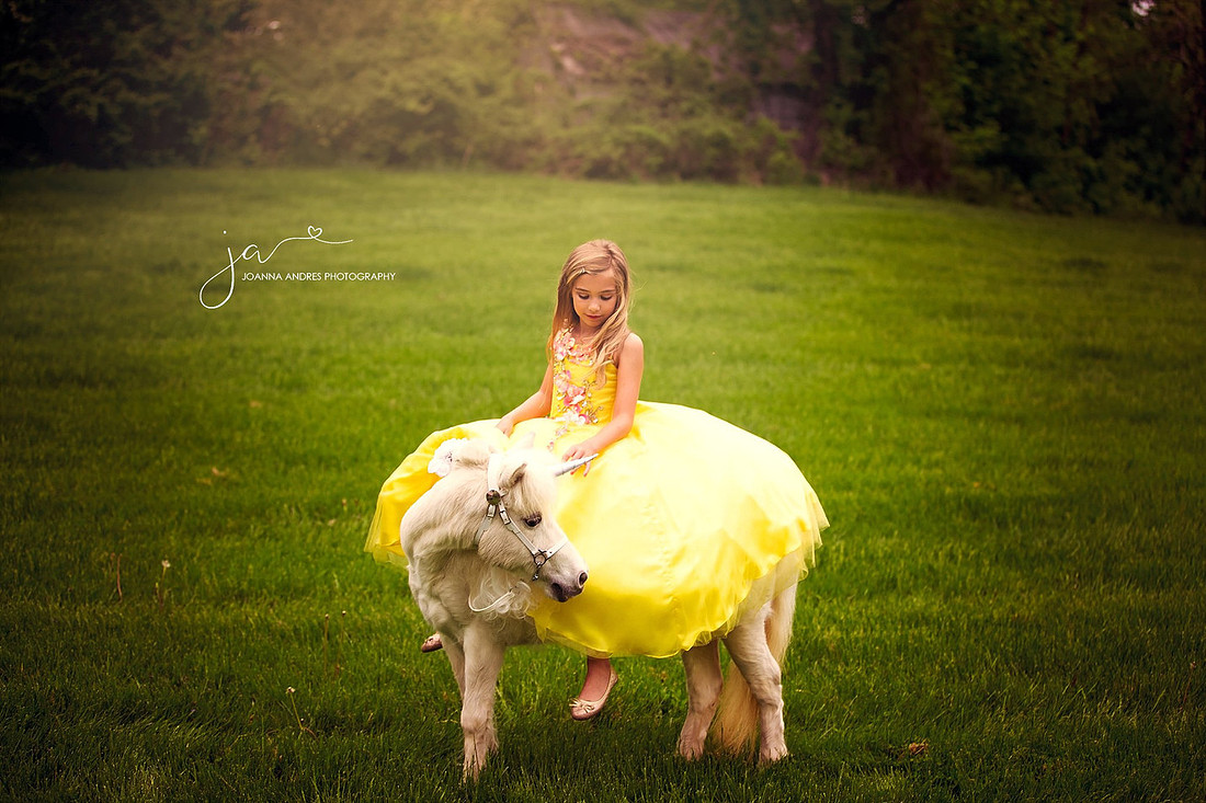 Little GIrl sitting on Unicorn