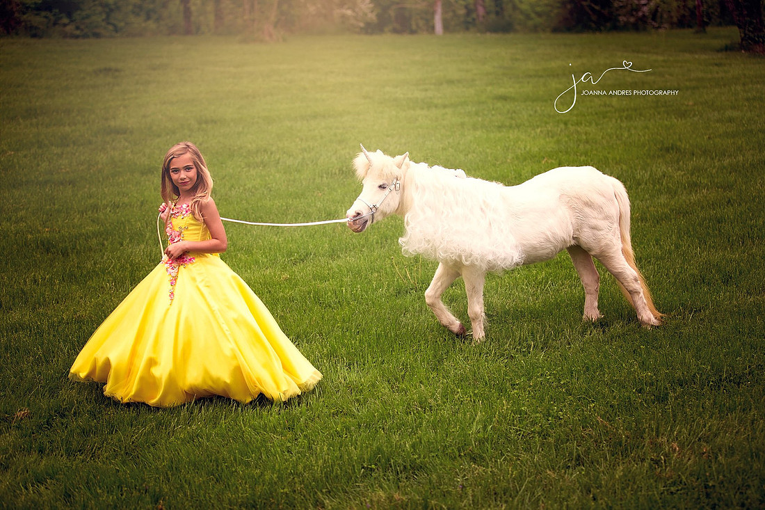 Little GIrl pulling Unicorn