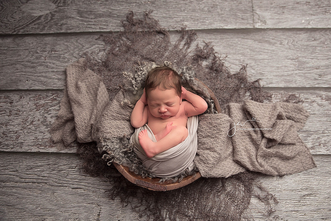 Baby Boy in Bowl in Grays