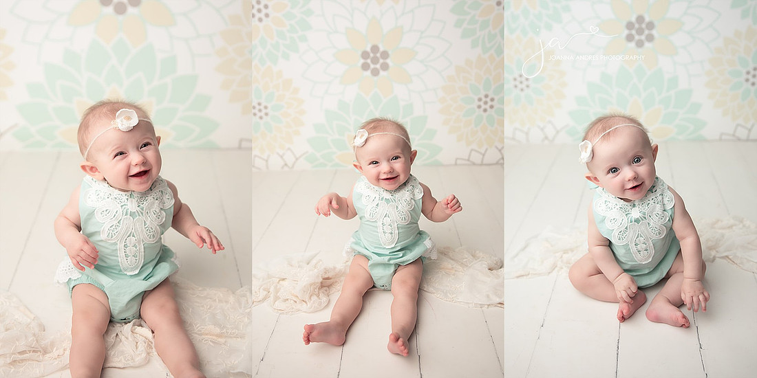 Collage of Baby dressed in mints