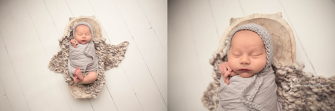 Baby Boy in Prop with Grays and WHites