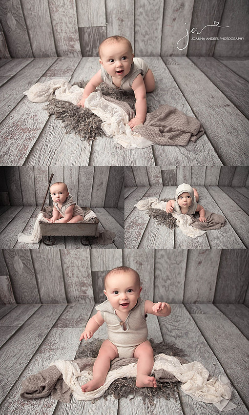Collage of Baby Boy Sitting up in Grays