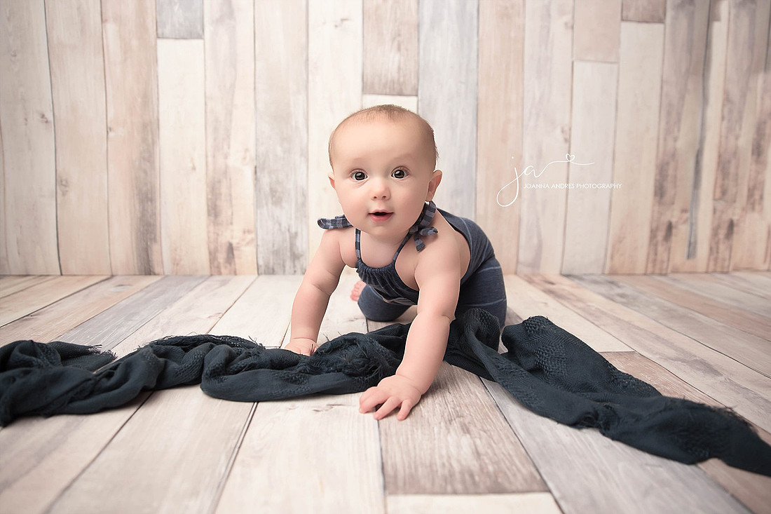 Crawling Baby Boy in Blues