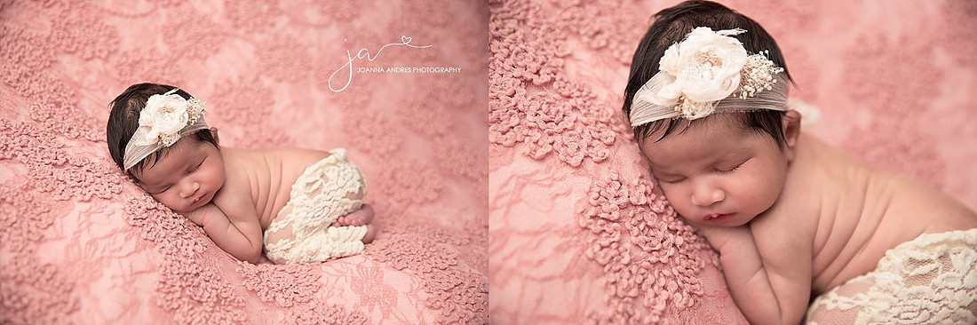 Baby Girl with Neutral lace pants and headband