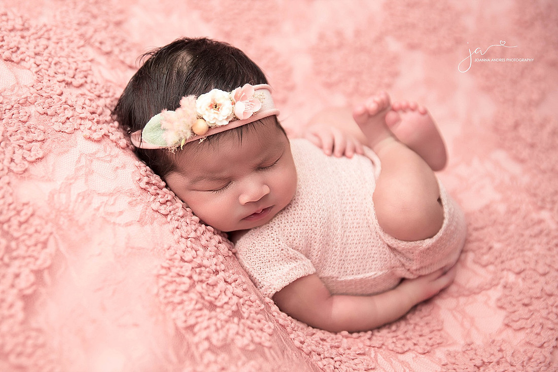 Huck Fin Pose with Baby in Pinks