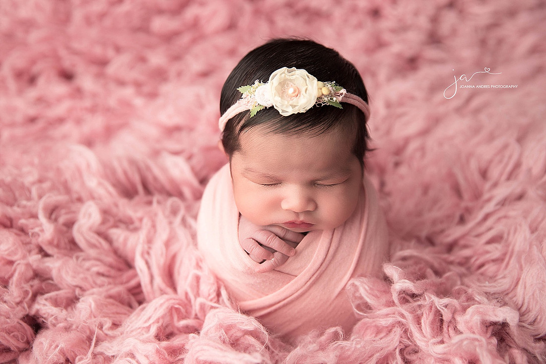 POtato Sack of baby girl wrapped in pinks