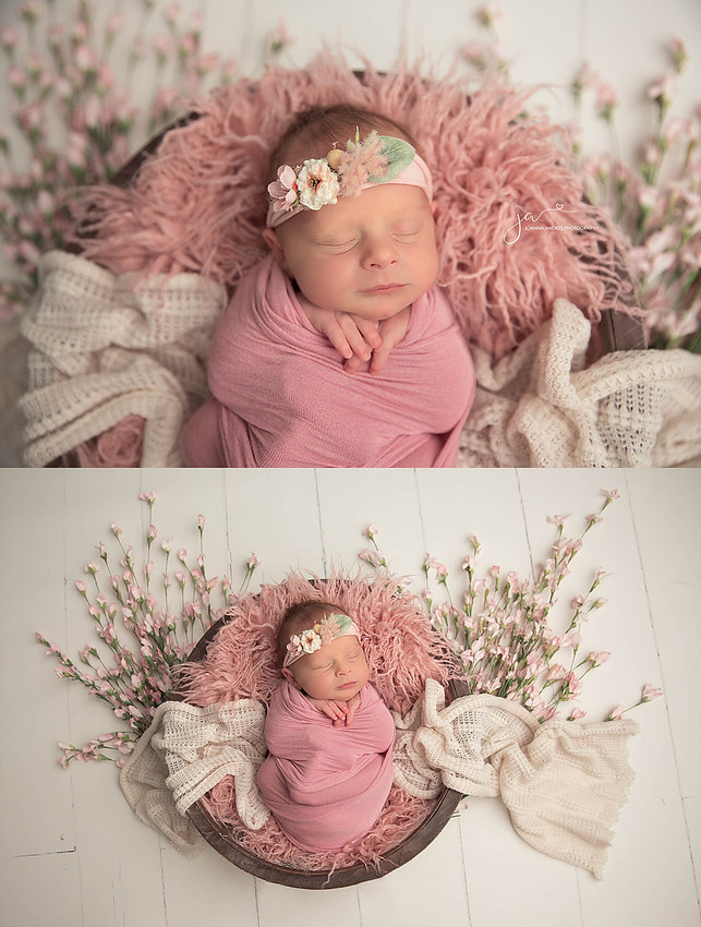 Baby Swaddled in Pinks