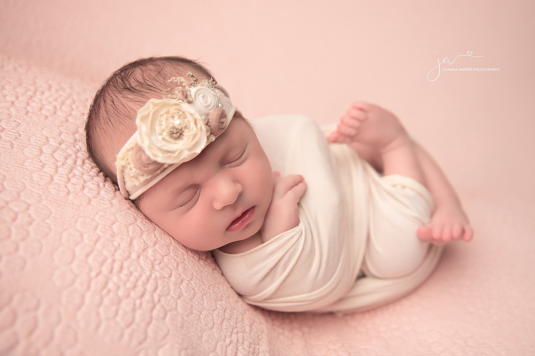 Baby Girl wrapped in Neutrals with Pink