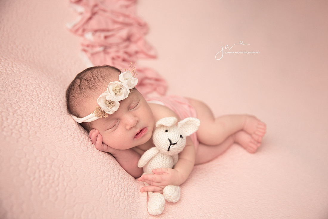 Side Laying POse of Baby Girl with Lovey
