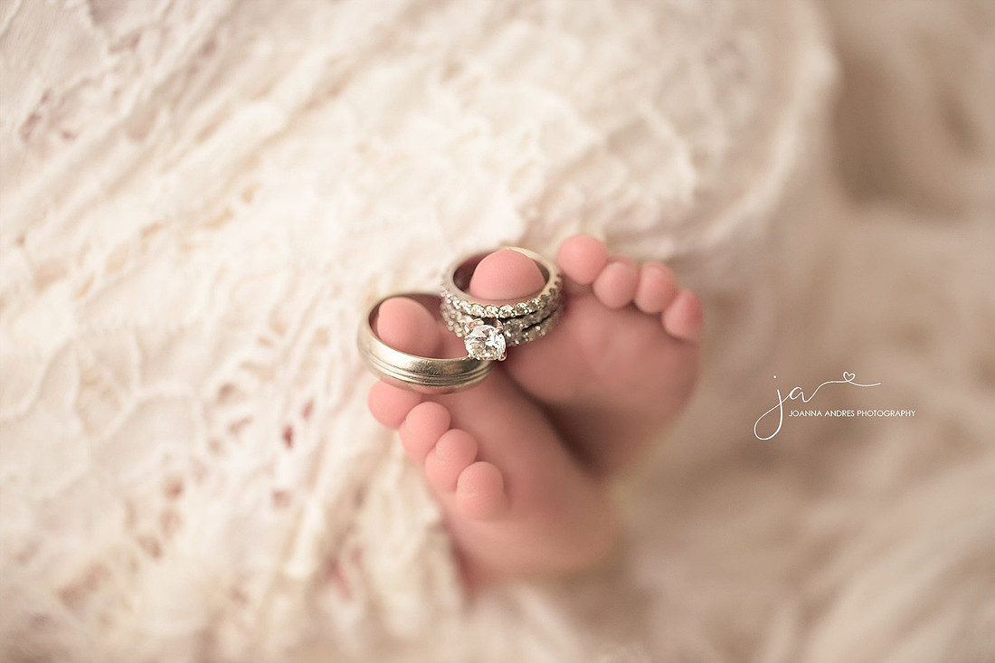 Baby's Toes with Wedding Rings