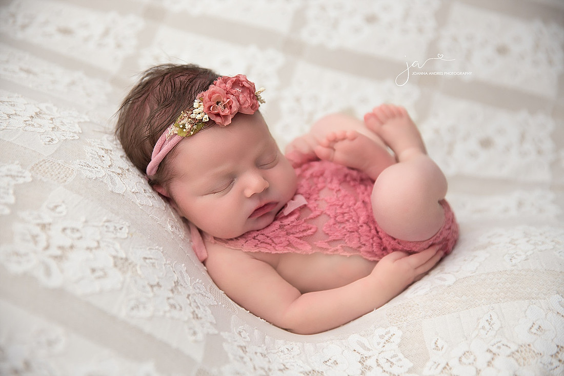 Huck FIn Pose with Baby In Pinks