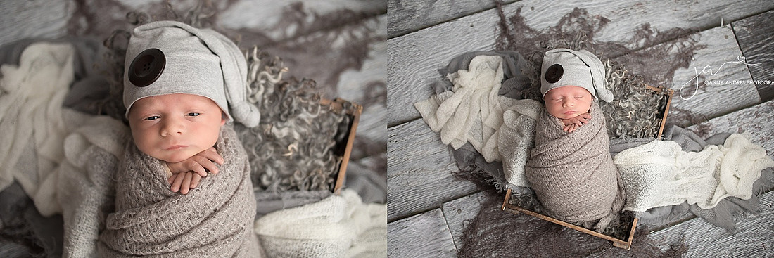 Collage of Baby Boy in prop with Grays