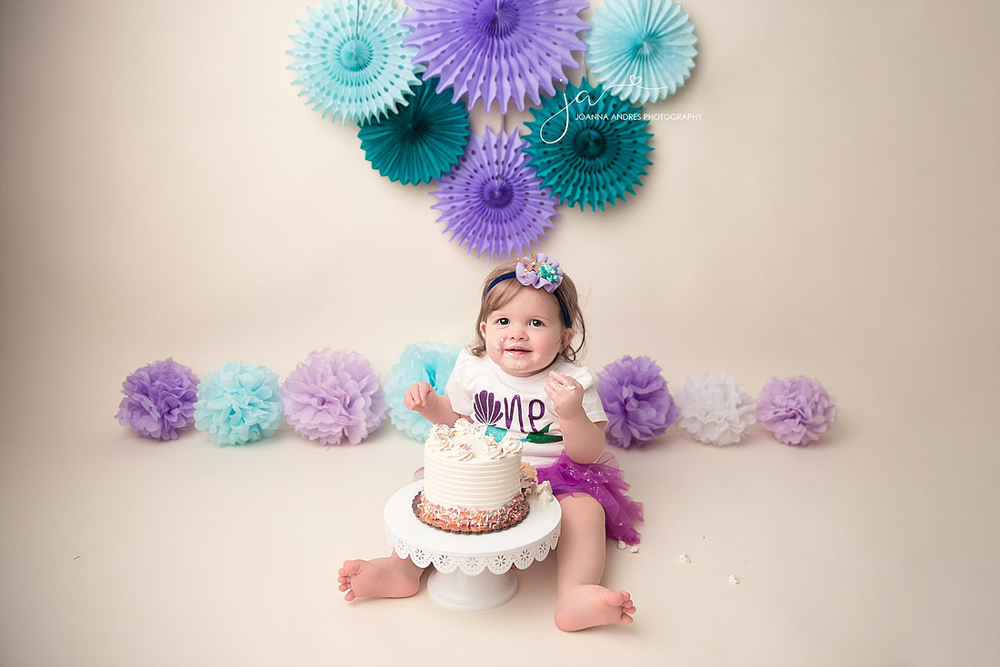 Baby Girl Cake Smash Mermaid Themed