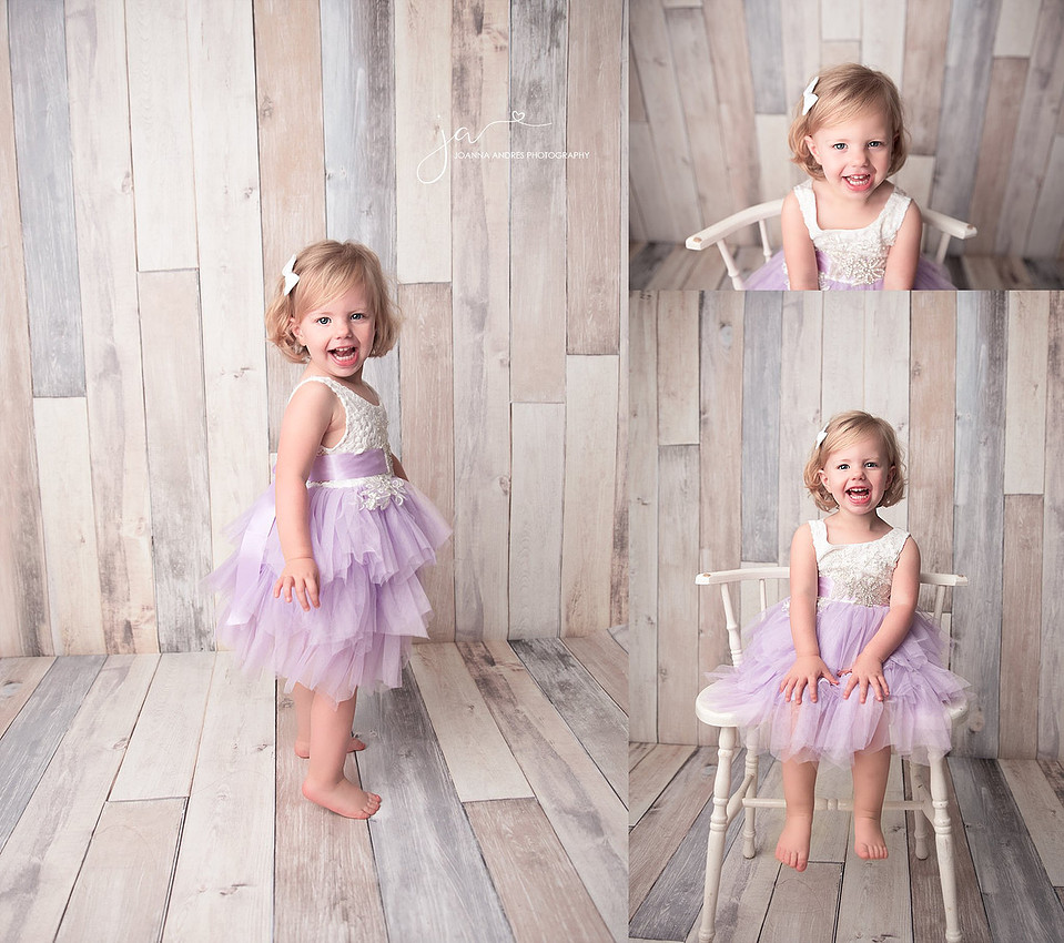 Two Year Session with little girl wearing purple dress tutu