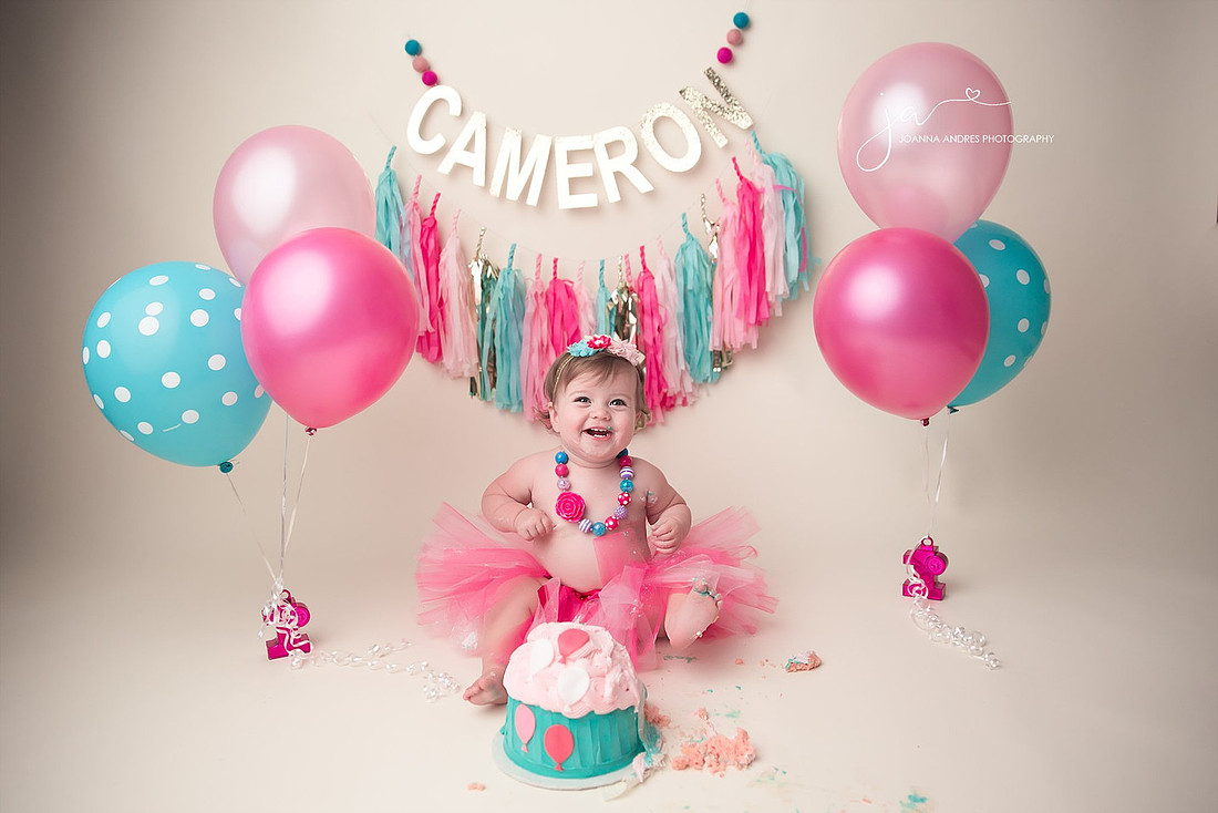 Cake smash with super happy baby