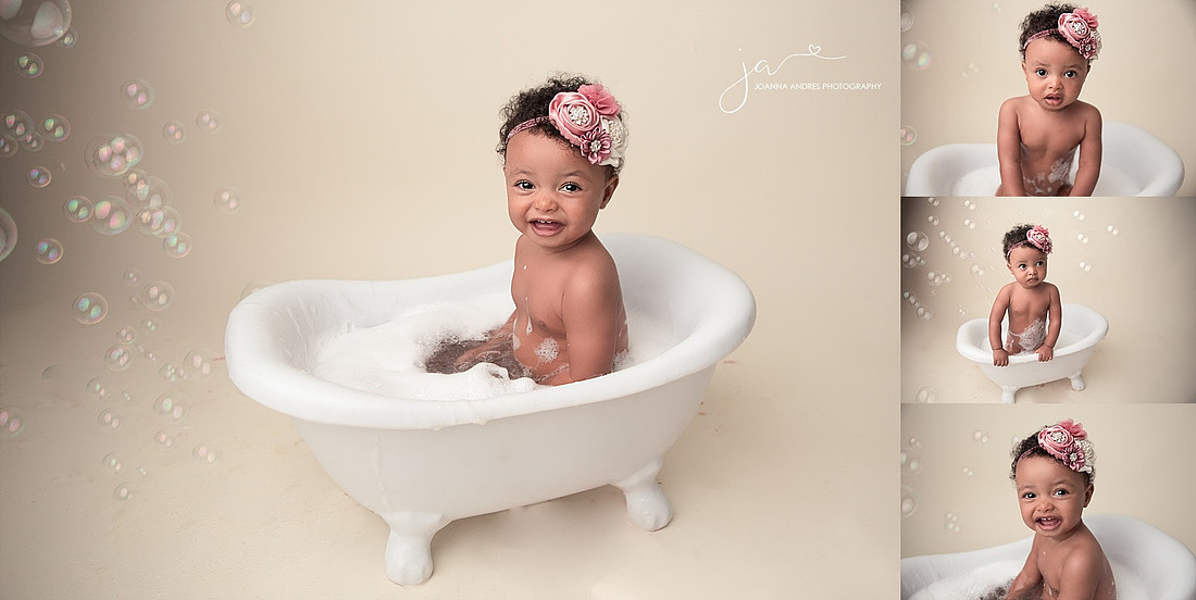 Collage of Baby Girl in Bathtub