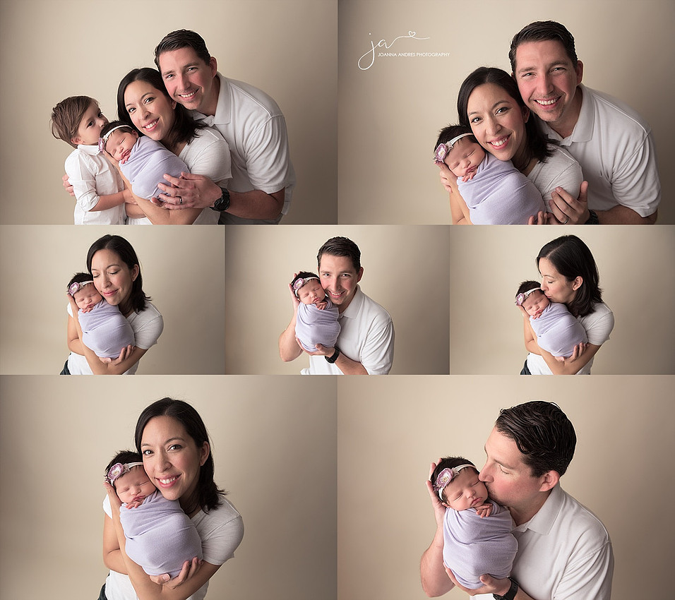Collage of Family Portraits with Newborn Baby