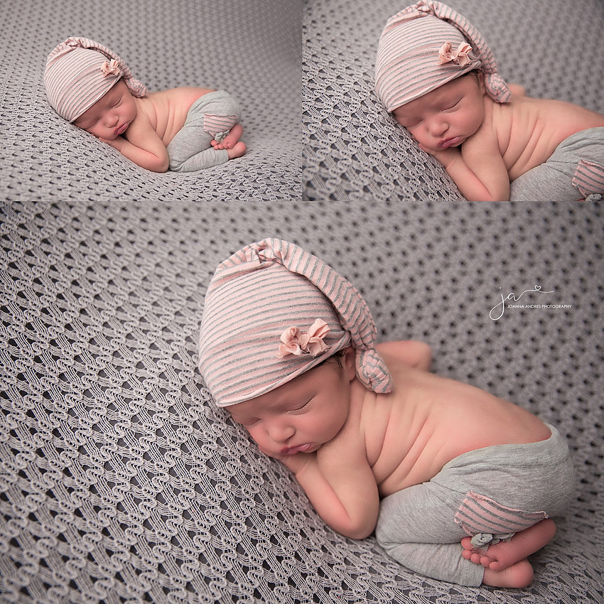 Collage of Baby Bum Up POse in Pinks and Grays