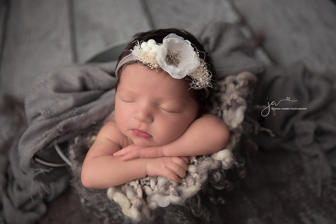Baby in Bucket with Grays